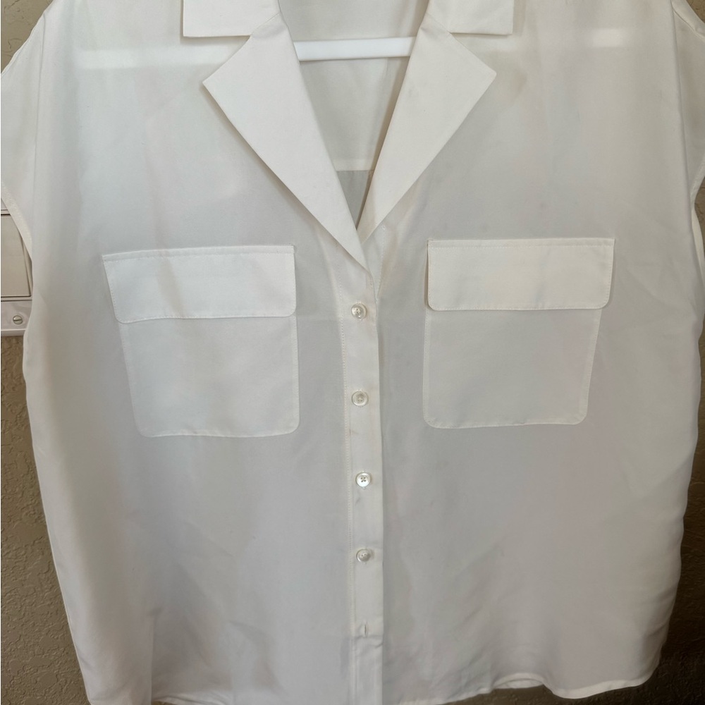 Madewell White Button-Up Blouse Sz Lg